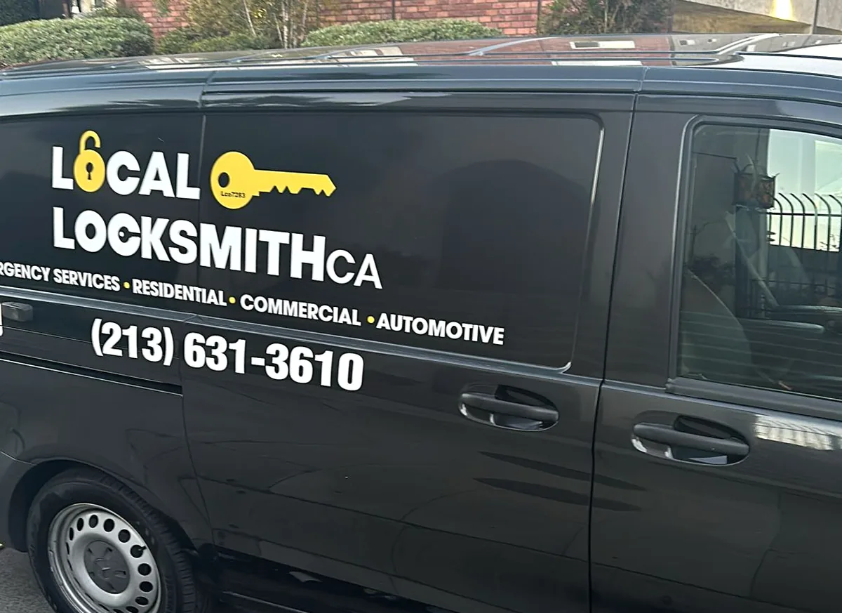 Local Locksmith CA van in Los Angeles with the phone number on the side
